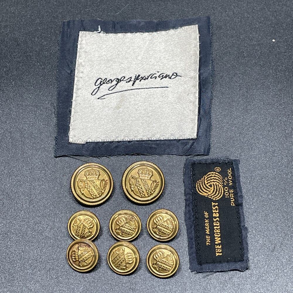 8 Vtg Georges Marciano Metal Gold Tone Blazer Buttons Crown Shield Rope Border